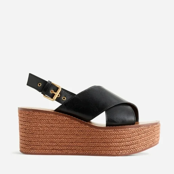 New! Madewell The Amee Wedge Sandal Leather Jute Platform Chunky Heel - Picture 3 of 14